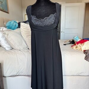 Nine West 90s Black Lace Trim Little Black Dress